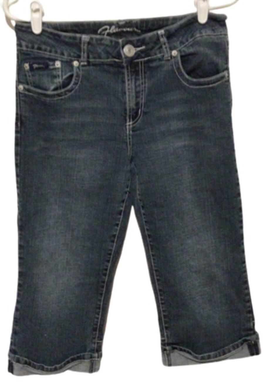 Flavour by Bubblegum Blue Capri Jeans Women’s Size 12 Stretch Cuffed Hem Denim